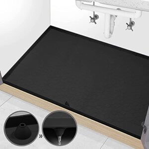 Under Sink Mat, 34" x 22" Under Sink Mats for Kitchen Waterproof, Extra Thick Non-Slip Silicone Under Sink Liner Drip Tray, Sink Cabinet Protector Mats for Kitchen and Bathroom, Easy to Clean (Black)