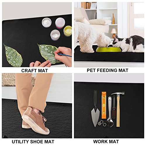 Under Sink Mat, 34" x 22" Under Sink Mats for Kitchen Waterproof, Extra Thick Non-Slip Silicone Under Sink Liner Drip Tray, Sink Cabinet Protector Mats for Kitchen and Bathroom, Easy to Clean (Black)
