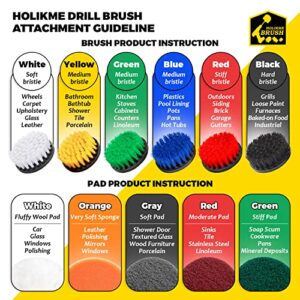 Holikme 30 Piece Drill Brush Attachments Set,Scrub Pads & Sponge, Power Scrubber Brush with Extend Long Attachment All Purpose Clean for Grout, Tiles, Sinks, Bathtub, Bathroom, Kitchen