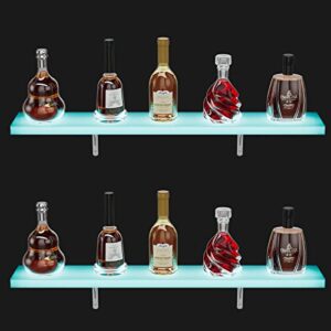 oarlike led liquor bottle display shelf 32 inch acrylic lighted bar shelf with rf remote controller for home commercial bar floating wall mounted display shelves 2 pieces