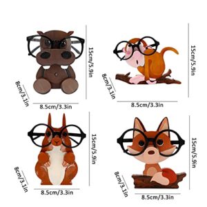 Cute Creative Animal Glasses Holder, Wooden Animal Shaped Glasses Frame, Fun Eyeglass Holder Display Stands, Pet Glasses Stand Home Office Desktop Decor, Handmade Corgi Glasses Stand (Hippopotamus)