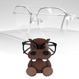 Cute Creative Animal Glasses Holder, Wooden Animal Shaped Glasses Frame, Fun Eyeglass Holder Display Stands, Pet Glasses Stand Home Office Desktop Decor, Handmade Corgi Glasses Stand (Hippopotamus)