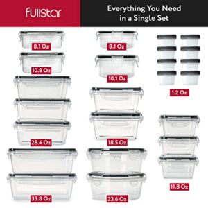 Fullstar 50-piece Food storage Containers Set with Lids, Plastic Leak-Proof BPA-Free Containers for Kitchen Organization, Meal Prep, Lunch Containers (Includes Labels & Pen)