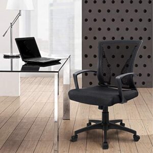 Furmax Office Chair Mid Back Swivel Lumbar Support Desk Chair, Computer Ergonomic Mesh Chair with Armrest (Black)