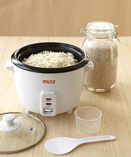 IMUSA USA GAU-00011 Electric Nonstick Rice Cooker 3-Cup (Uncooked) 6-Cup (Cooked), White