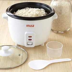 IMUSA USA GAU-00011 Electric Nonstick Rice Cooker 3-Cup (Uncooked) 6-Cup (Cooked), White