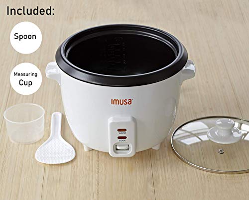 IMUSA USA GAU-00011 Electric Nonstick Rice Cooker 3-Cup (Uncooked) 6-Cup (Cooked), White