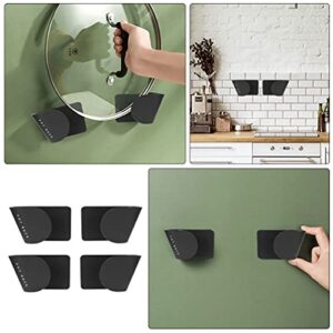 FRCOLOR 4pcs Pot Lid Holder Wall- Mounted Pot Lid Storage Rack Punch- Free Pan Cover Hanger Cutting Board Stand Kitchen Tools Shelf for Cupboard Cabinet Door Organizer Black