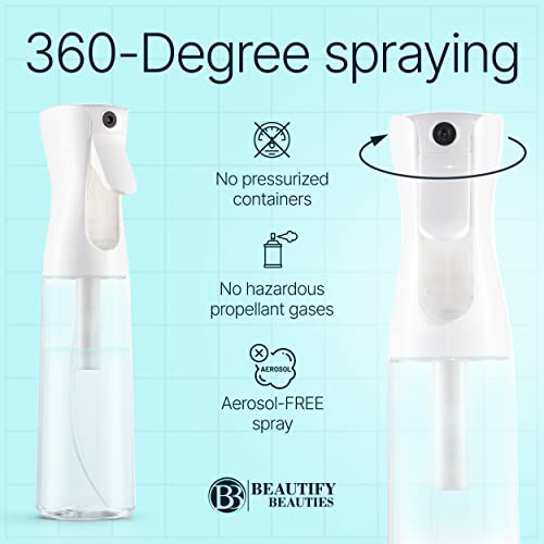 BeautifyBeauties Hair Spray Bottle – Ultra Fine Continuous Water Mister for Hairstyling, Cleaning, Plants, Misting & Skin Care (10 Ounce)