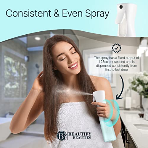 BeautifyBeauties Hair Spray Bottle – Ultra Fine Continuous Water Mister for Hairstyling, Cleaning, Plants, Misting & Skin Care (10 Ounce)