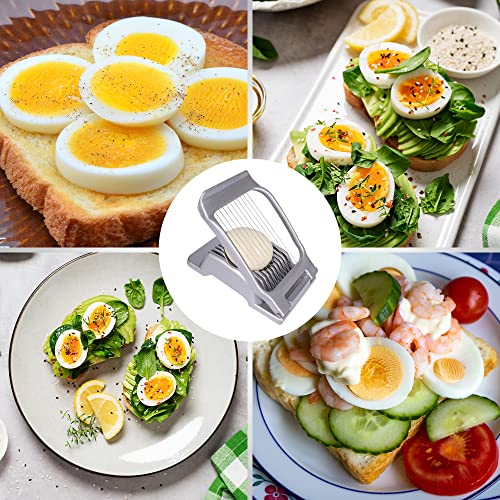 Egg Slicer for Hard Boiled Eggs Egg Cutter Strawberry Slicer Heavy Duty Aluminium Slicer Stainless Steel Wire Multipurpose Egg Slicer Dicer for Soft Fruit Mushroom