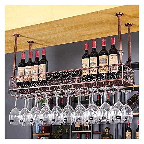 WXXGY Goblet Holder Red Wine Holder Bar Hanging Glass Holder European Hanging Glass Holder Red Wine Glass Holder Household Hanging Wine Glass Holder/Brown/100X25Cm