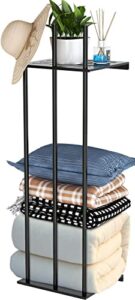 wowoo 40″ blanket holder rack, clothes hat blanket towel blanket storage holder on wall, blanket ladder blanket rack shelf for living room, matte black