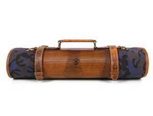 leather canvas knife roll storage bag expandable 10 pockets detachable shoulder strap travel-friendly chef knife case roll by aaron leather goods (pittsburgh, canvas leather)