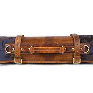 Leather Canvas Knife Roll Storage Bag Expandable 10 Pockets Detachable Shoulder Strap Travel-Friendly Chef Knife Case Roll By Aaron Leather Goods (Pittsburgh, Canvas Leather)