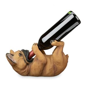 true french bulldog polyresin wine bottle holder set of 1, multicolor, holds 1 standard wine bottle