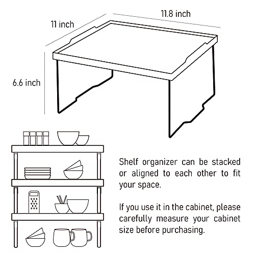 EDNA HOME Cabinet Shelf Organizer, Stacking Cabinet Rack, 11 x 11.8in, Metal Wire Pantry and Counter Shelf for Storage of Kitchen and Bathroom Items, Made in Europe, 1 Piece