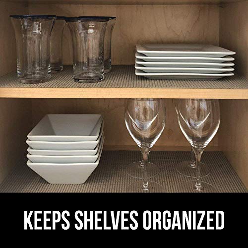 Gorilla Grip Drawer Liner and Under Sink Mat Liner, Both in Chevron Gray White Pattern, Drawer and Shelf Liner Size is 12x20, Under Sink Mat Size is 24x30, Waterproof, Easy to Trim, 2 Item Bundle