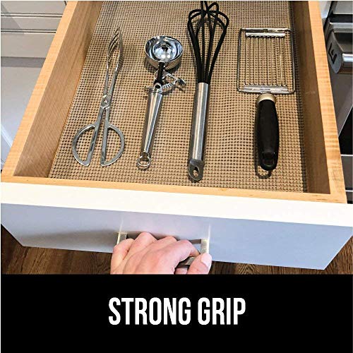 Gorilla Grip Drawer Liner and Under Sink Mat Liner, Both in Chevron Gray White Pattern, Drawer and Shelf Liner Size is 12x20, Under Sink Mat Size is 24x30, Waterproof, Easy to Trim, 2 Item Bundle