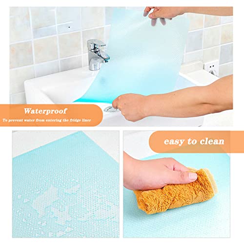 10 PCS Refrigerator Mats, Washable Mats Covers Pads, Refrigerator Mats Liner Waterproof Oilproof Size Adjustable for Drawers Shelves Cabinets Storage Kitchen (2 Pink + 2 Green + 2 Blue + 4 White)