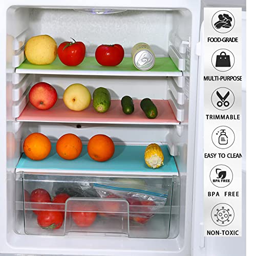 10 PCS Refrigerator Mats, Washable Mats Covers Pads, Refrigerator Mats Liner Waterproof Oilproof Size Adjustable for Drawers Shelves Cabinets Storage Kitchen (2 Pink + 2 Green + 2 Blue + 4 White)