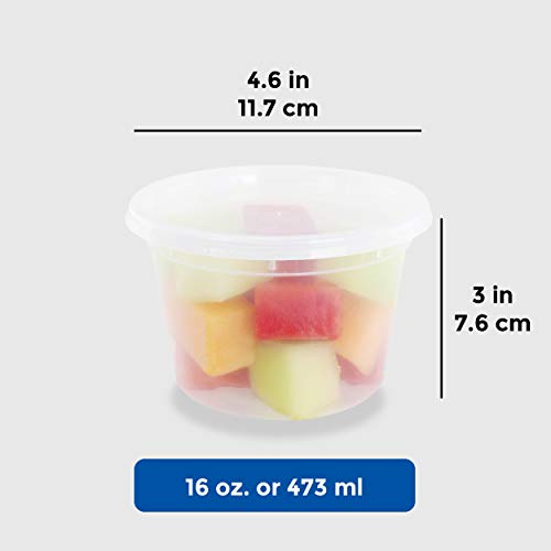 Freshware Food Storage Containers [50 Set] 16 oz Plastic Deli Containers with Lids, Slime, Soup, Meal Prep Containers | BPA Free | Stackable | Leakproof | Microwave/Dishwasher/Freezer Safe