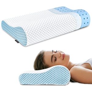 memory foam pillows neck pillow for sleeping, ergonomic contour cervical pillow neck support bed pillow for side back stomach sleeper, orthopedic pillow for neck pain relief