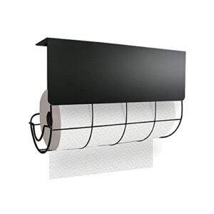 lurs paper towel holder with kitchen magnet board under cabinet for kitchen, large size rolls, paper towels bulk, kitchen towl rack with bulletin board (black)