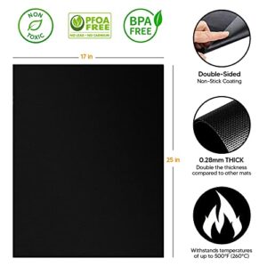 2 Pack Large Thick Heavy Duty Non Stick Teflon Oven Liners Mat, 17"x 25" BPA and PFOA Free, for bottom of Electric Oven Gas Oven Microwave Charcoal or Gas Grills