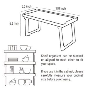 EDNA HOME Cabinet Shelf Organizer, Elegant Stacking Cabinet Rack, 5.5in x 11.8in, Sturdy Plastic Pantry and Counter Shelf for Kitchen, Closet, Bathroom, Bedroom, Office, Made in Europe, 1-Pack