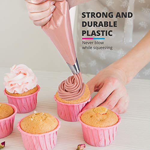 Riccle Disposable Piping Bags 12 Inch - 100 Anti Burst Pastry Bags - Icing Piping Bags for Frosting - Ideal for Cakes and Cookies Decoration