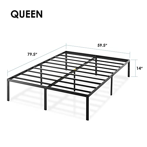 Best Price Mattress 14 Inch Metal Platform Beds w/ Heavy Duty Steel Slat Mattress Foundation (No Box Spring Needed), Black