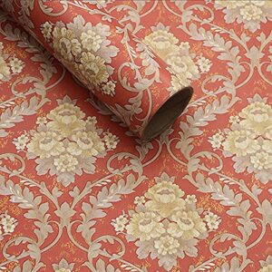 yifely yellow floral furnitures surface decor paper self-adhesive shelf drawer liner red countertop sticker 17.7 inch by 9.8 feet