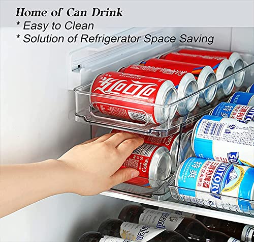 2-Layer Set Clear Automatic Rolling Beverage Soda Can Storage Organizer Stackable Drink Holder for Freezer Cabinets Pantry Dispenser Container Refrigerator Drawer Bins Fridge, 109458