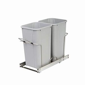 knape & vogt platinum 11 in. x 22 in. x 18.75 in. 27 qt. in-cabinet double soft-close bottom-mount pull-out trash can