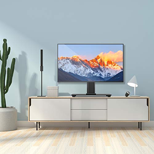 PERLESMITH Universal TV Stand - Table Top TV Stand for 32-55 inch LCD LED TVs - Height Adjustable TV Base Stand with Tempered Glass Base & Wire Management, VESA 400x400mm