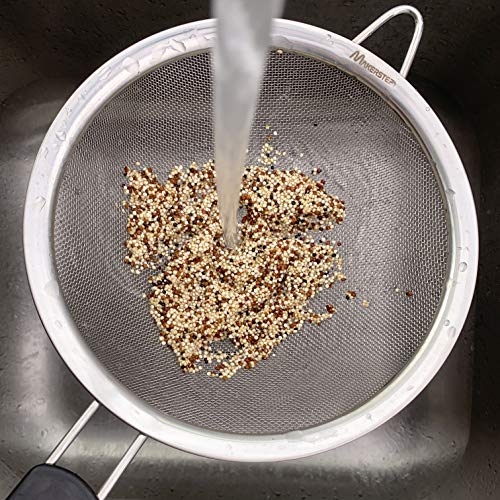 Makerstep Set of 3 Stainless Steel Fine Mesh Strainers Graduated Sizes 3.38", 5.5", 7.87" Strainer Wire Sieve Sifter with Insulated Handle for Kitchen Gadgets Tools - New Home Kitchen Essentials