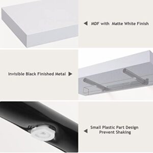 AMADA HOMEFURNISHING Floating Shelves, Wall Shelves for Bathroom/Living Room/Bedroom/Kitchen Decor, White Shelves with Invisible Brackets Set of 3 - AMFS08