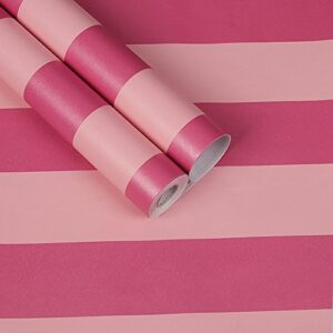 SimpleLife4U Pink Stripes Shelf Liner Peel & Stick Furniture Paper Cover School Classroom Storage Boxes 17.8 Inch by 9.8 Feet