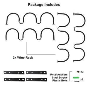 Patioer 2 Pack Metal Wine Rack Wall Mounted for 3 Wine Bottles, Modern Wine Bottle Display Holder with Screws, Hanging Wine Rack Storage Organizer