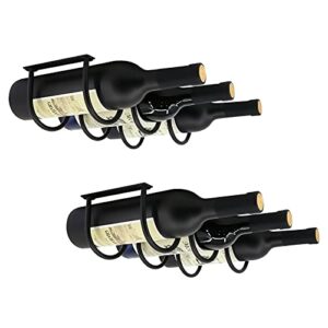 Patioer 2 Pack Metal Wine Rack Wall Mounted for 3 Wine Bottles, Modern Wine Bottle Display Holder with Screws, Hanging Wine Rack Storage Organizer