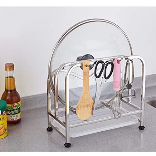 DRNKS Pot Rack Stainless Steel Pan Cover Shelf Free Punching Board with Water Tray Kitchen Storage Rack Applicable to kitchen stove