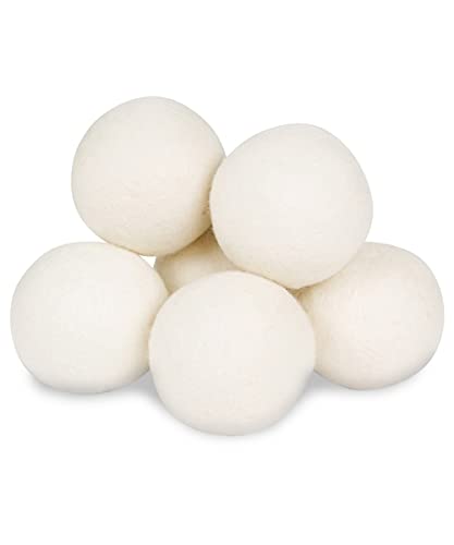 Wool Dryer Balls - Smart Sheep 6-Pack - XL Premium Natural Fabric Softener Award-Winning - Wool Balls Replaces Dryer Sheets - Wool Balls for Dryer - Laundry Balls for Dryer