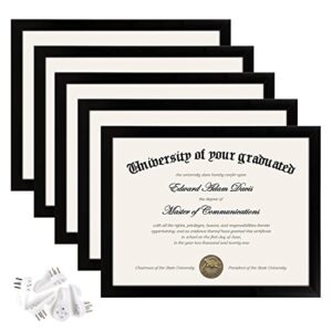upsimples 8.5×11 picture frame certificate document frame with high definition glass ,5 pack diploma frames for wall and tabletop,black