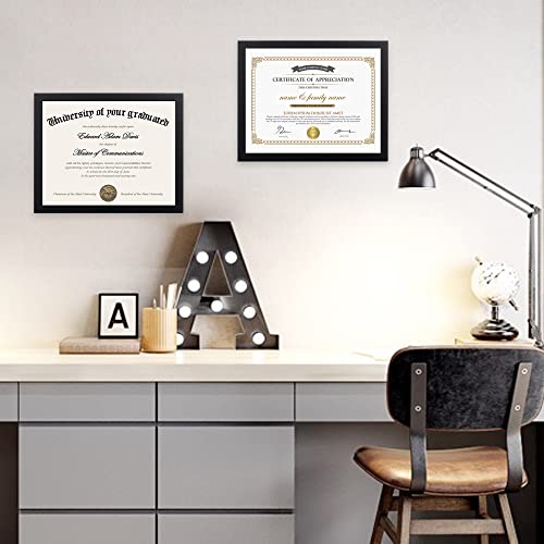 upsimples 8.5x11 Picture Frame Certificate Document Frame with High Definition Glass ,5 Pack Diploma Frames for Wall and Tabletop,Black