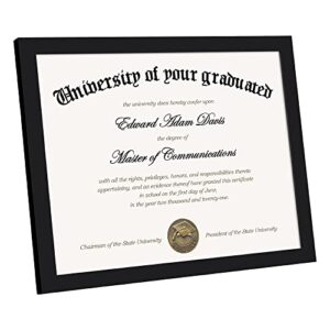 upsimples 8.5x11 Picture Frame Certificate Document Frame with High Definition Glass ,5 Pack Diploma Frames for Wall and Tabletop,Black