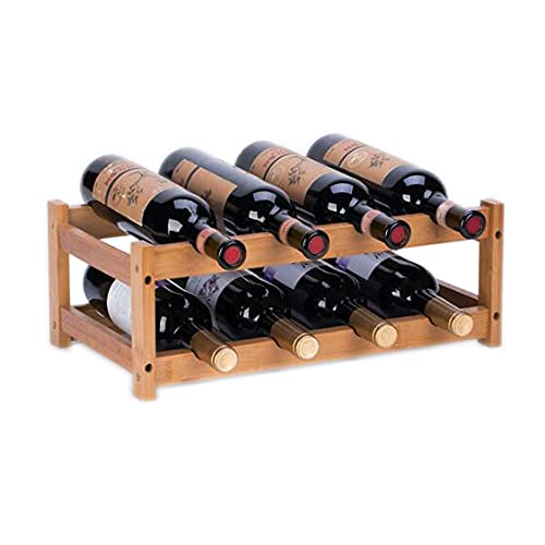 kework 8 Bottles Wine Rack, 2 Tier Nature Bamboo Wine Display Rack, Tabletop Wine Rack, Desktop Countertop Free Standing Wine Storage Shelf (8-Bottle)