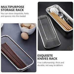 Cabilock Dishwasher Silverware Cutlery Basket Stainless Steel Flatware Drying Rack Countertop Utensil Holder Caddy Silver B