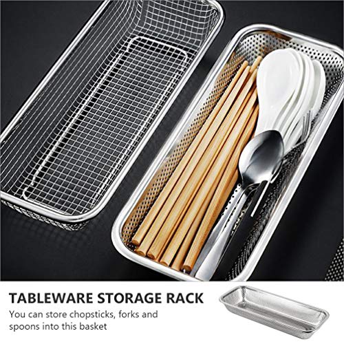 Cabilock Dishwasher Silverware Cutlery Basket Stainless Steel Flatware Drying Rack Countertop Utensil Holder Caddy Silver B