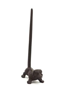 retro cast iron dog paper holder – decorative free standing paper holder – antique brown